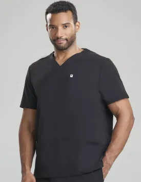 Mens 3-Pocket V-Neck Scrub Top - Black