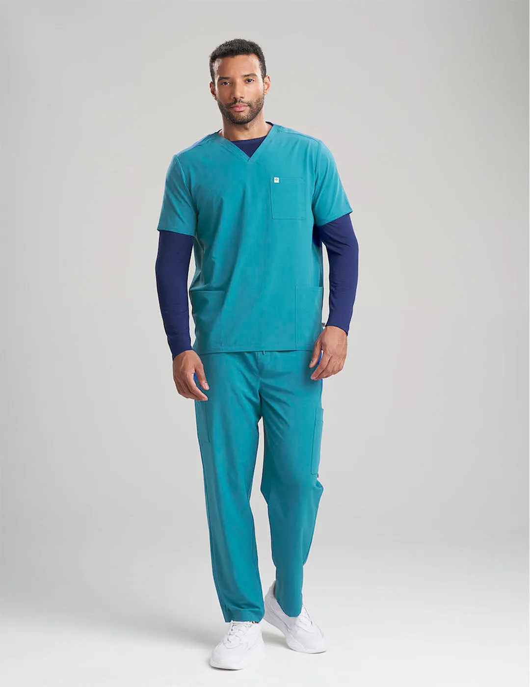Mens 3-Pocket V-Neck Scrub Top - Teal