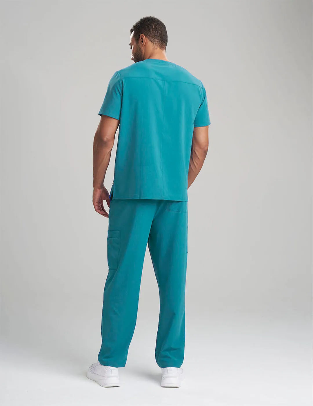Mens 3-Pocket V-Neck Scrub Top - Teal
