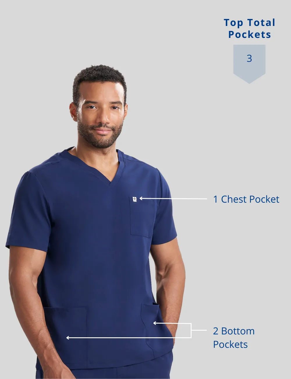 Mens 3-Pocket V-Neck Scrub Top - Teal