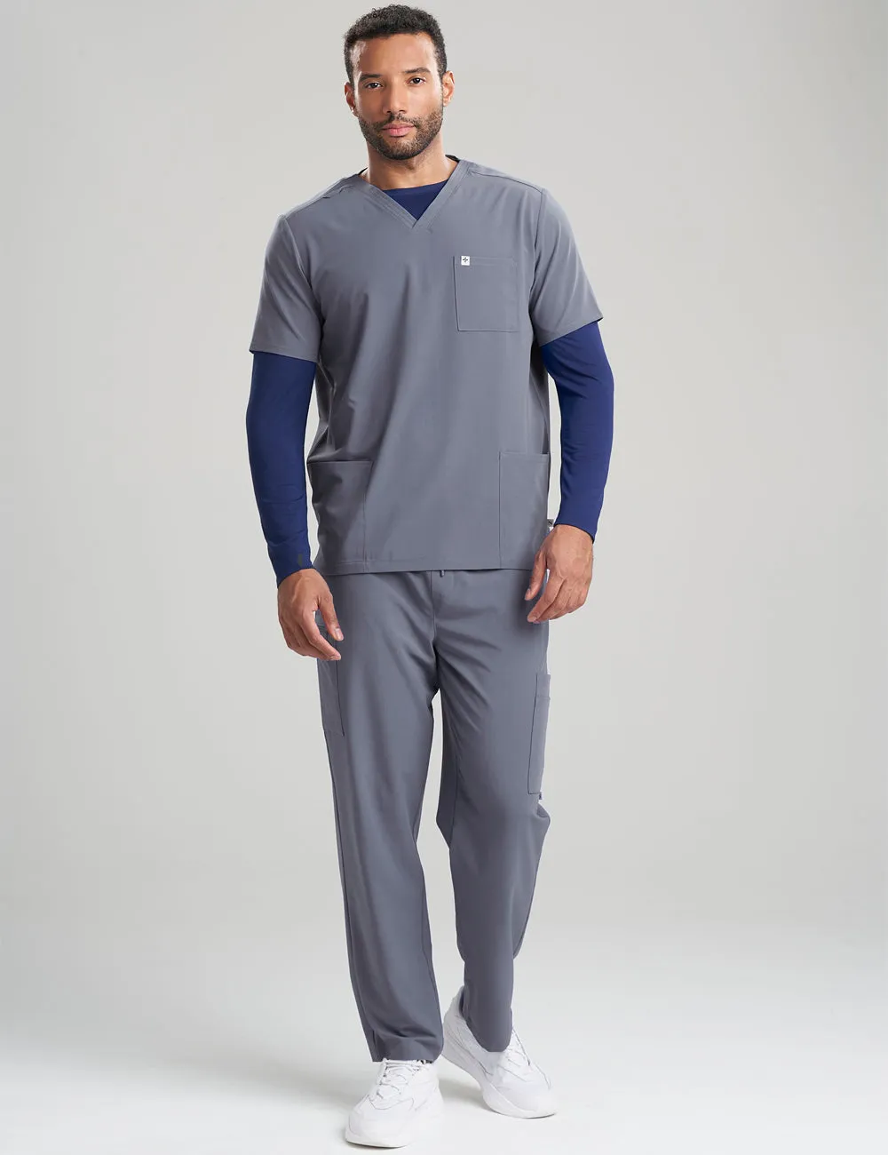 Mens 3-Pocket V-Neck Scrub Top