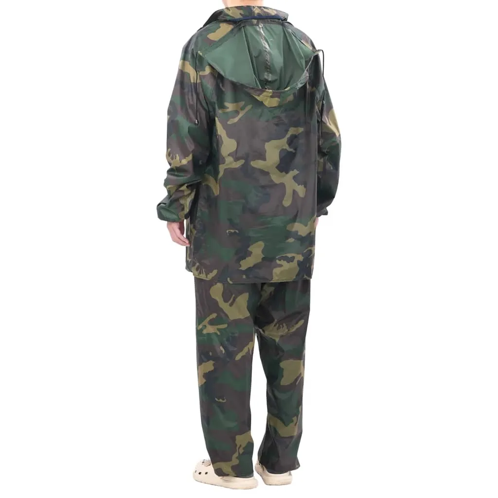 Men's Camo Print 2-Piece Rain Suit with Hood L