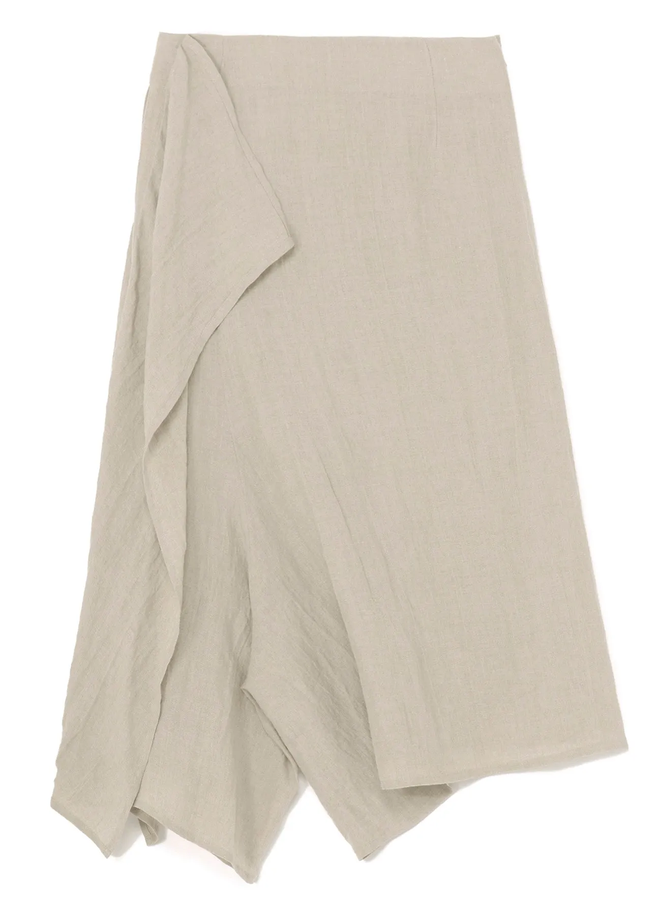NATURAL WASHED LINEN DRAPE DETAIL SKIRT PANTS