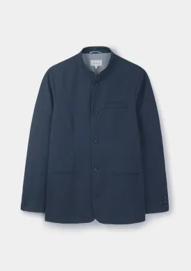 Navy Cotton Linen Nehru Jacket