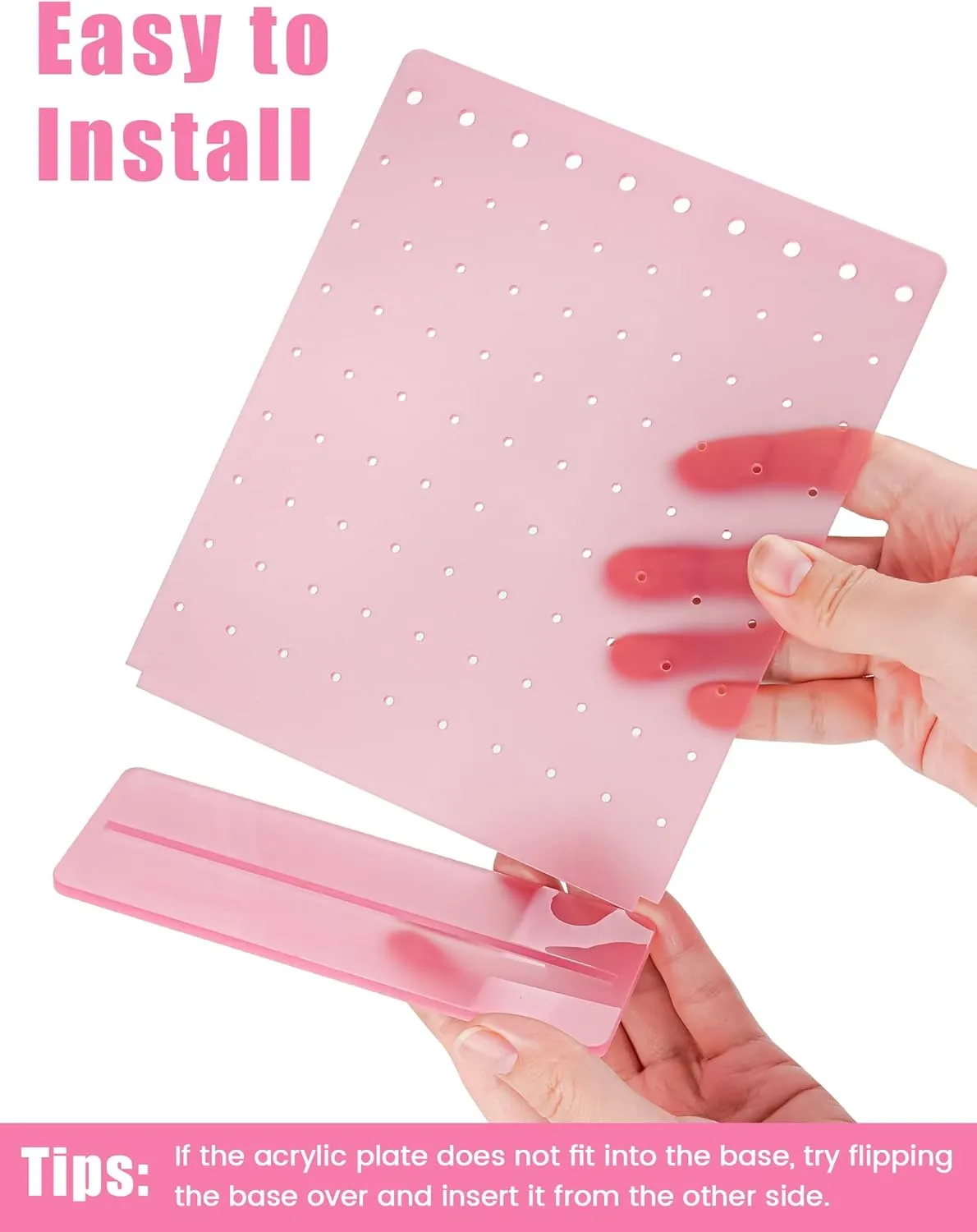 NiHome Acrylic Earring Stand 3PCS, Exquisite Double-Sided Acrylic Earring Organizer with 90 Holes Each - Lightweight and Sturdy Material, Unique Design with Larger Holes for Special Sizes