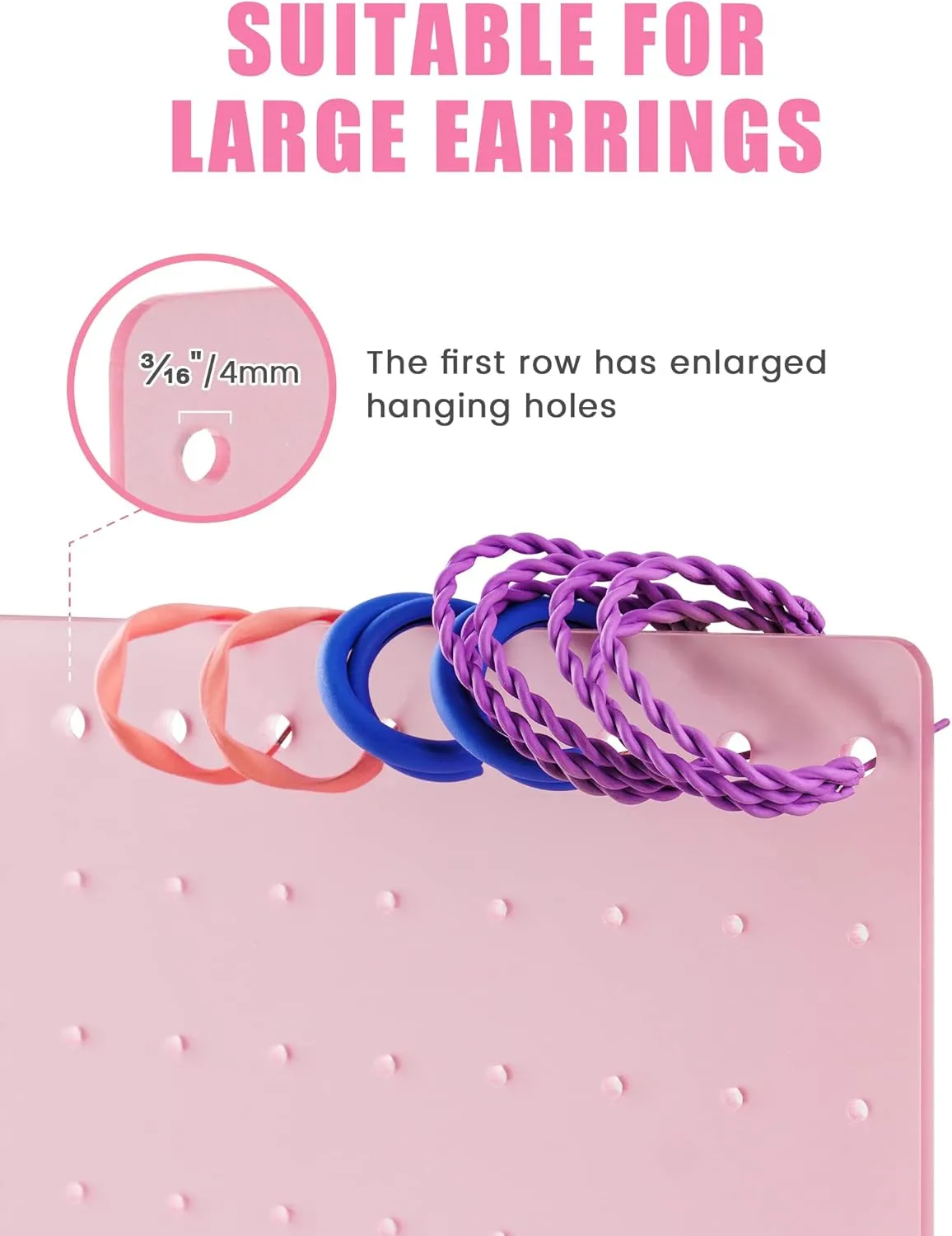NiHome Acrylic Earring Stand 3PCS, Exquisite Double-Sided Acrylic Earring Organizer with 90 Holes Each - Lightweight and Sturdy Material, Unique Design with Larger Holes for Special Sizes