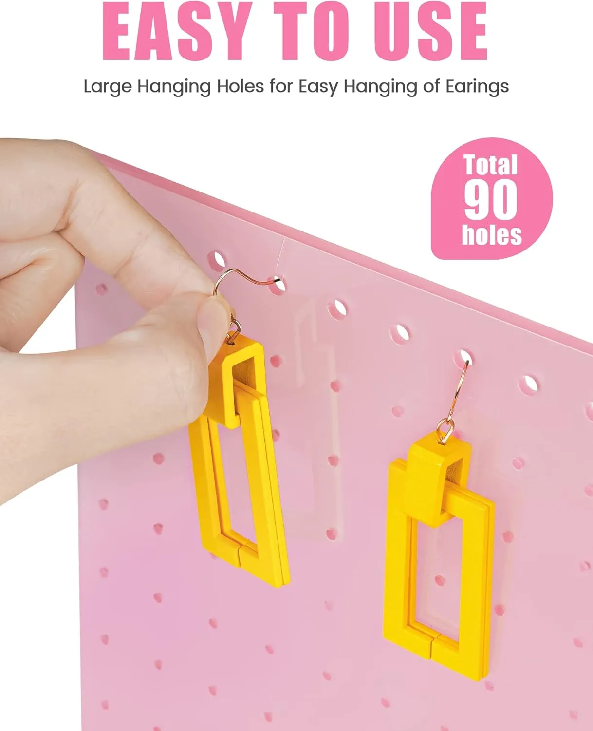 NiHome Acrylic Earring Stand 3PCS, Exquisite Double-Sided Acrylic Earring Organizer with 90 Holes Each - Lightweight and Sturdy Material, Unique Design with Larger Holes for Special Sizes