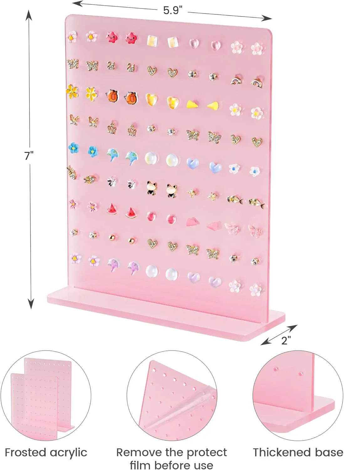 NiHome Acrylic Earring Stand 3PCS, Exquisite Double-Sided Acrylic Earring Organizer with 90 Holes Each - Lightweight and Sturdy Material, Unique Design with Larger Holes for Special Sizes