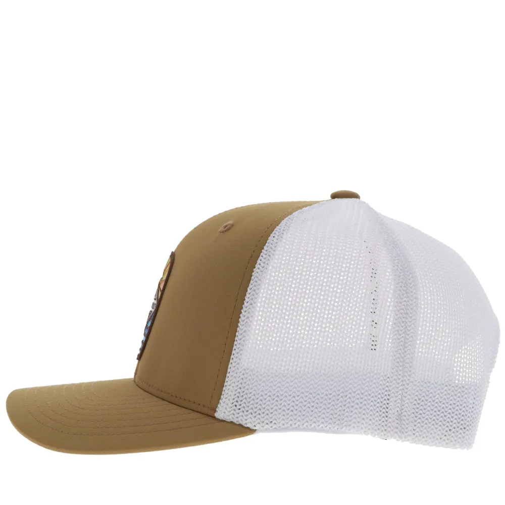 "Habitat" Hat Tan/White w/Multi Color Patch
