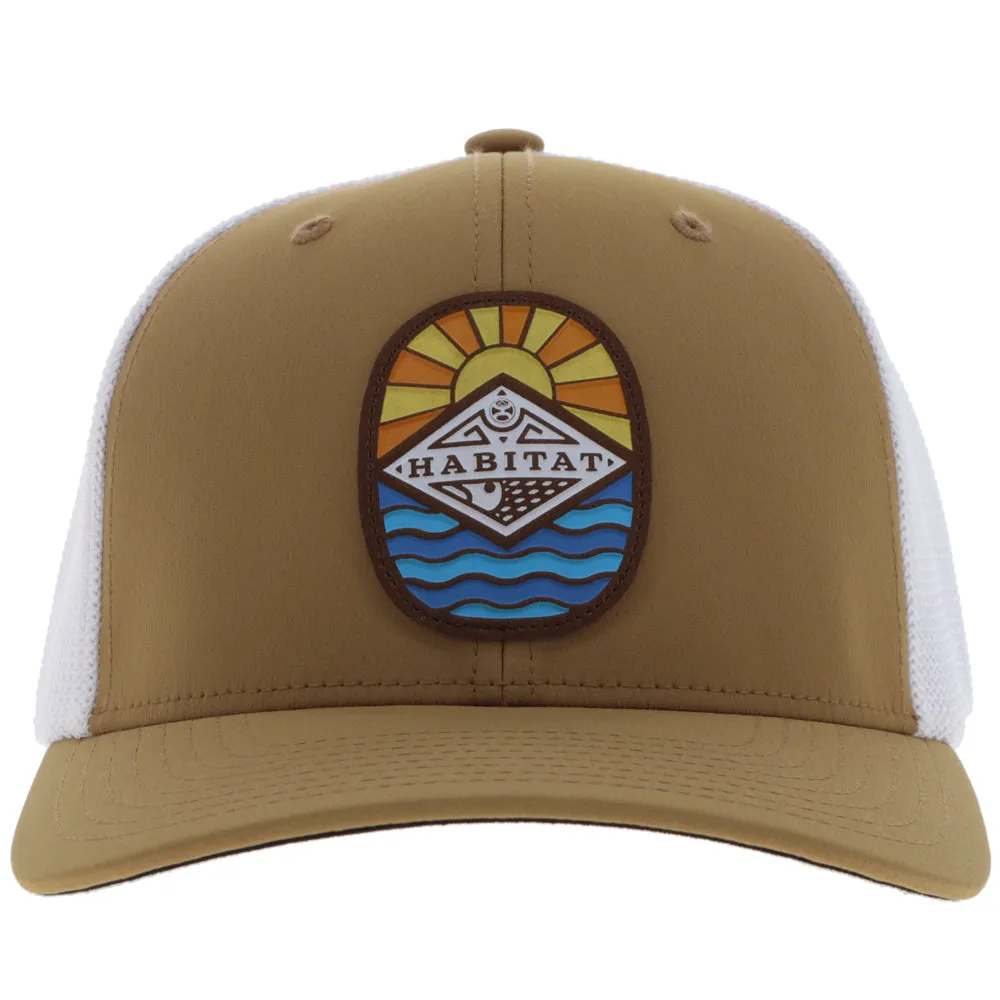 "Habitat" Hat Tan/White w/Multi Color Patch