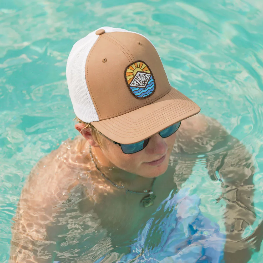 "Habitat" Hat Tan/White w/Multi Color Patch