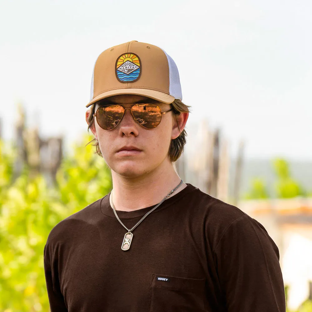 "Habitat" Hat Tan/White w/Multi Color Patch