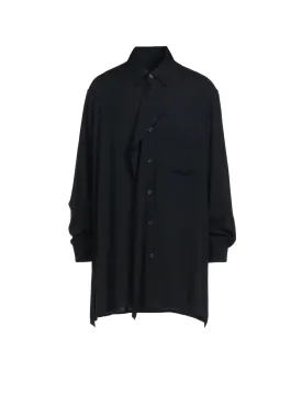 RAYON WASHER TWILL DOUBLE-TAILORED FRONT DRAPED SHIRT