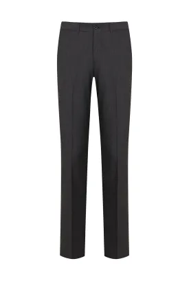 Regular Fit Side Pocket Low Waist Gray Wool Dress Pants