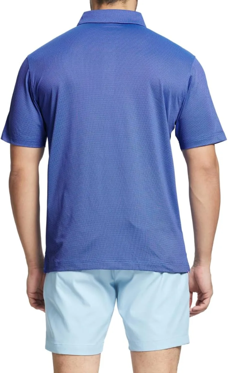 Rouen Mens Polo Shirts Short Sleeve Soft Lightweight Performance Dry Fit Jacquard Casual Collared Golf Polo Shirts for Men