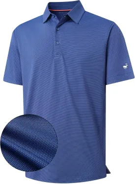 Rouen Mens Polo Shirts Short Sleeve Soft Lightweight Performance Dry Fit Jacquard Casual Collared Golf Polo Shirts for Men