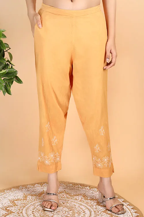 Shwet Women Parrot Green Chikankari Kurta Pants