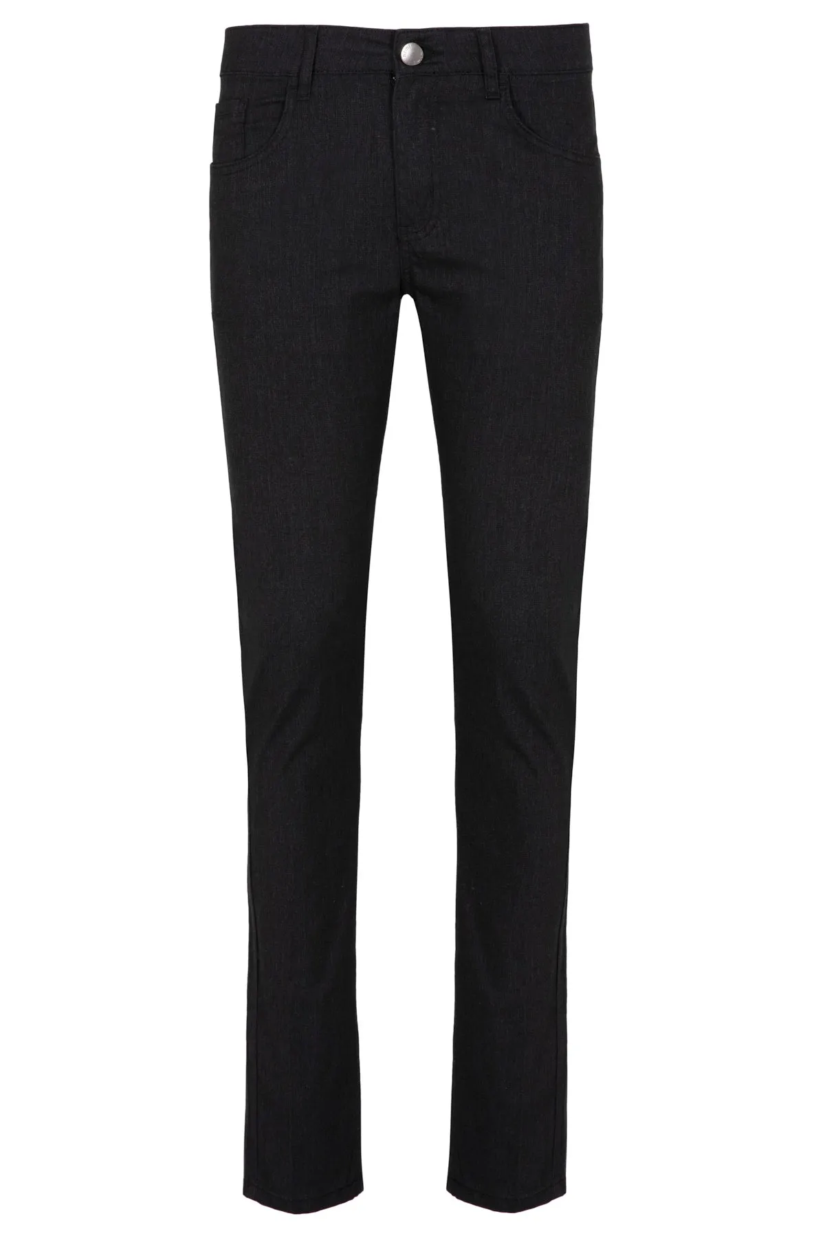 Slim Fit Cotton 5 Pocket Low Waist Black Casual Pants