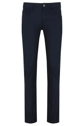 Slim Fit Navy Low Waist 5 Pocket Cotton Casual Pants