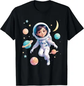 Space Girl Astronaut | Cute Female Cosmic Explorer Design T-Shirt