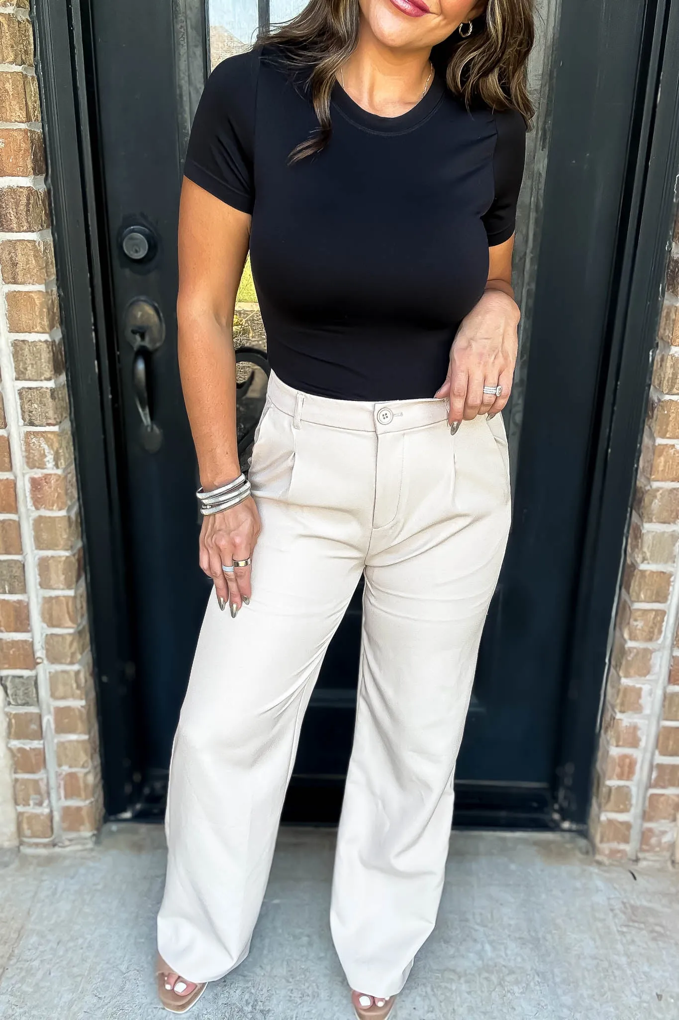 State Of Mind Beige Full-Length Vertigo Blazer Pants