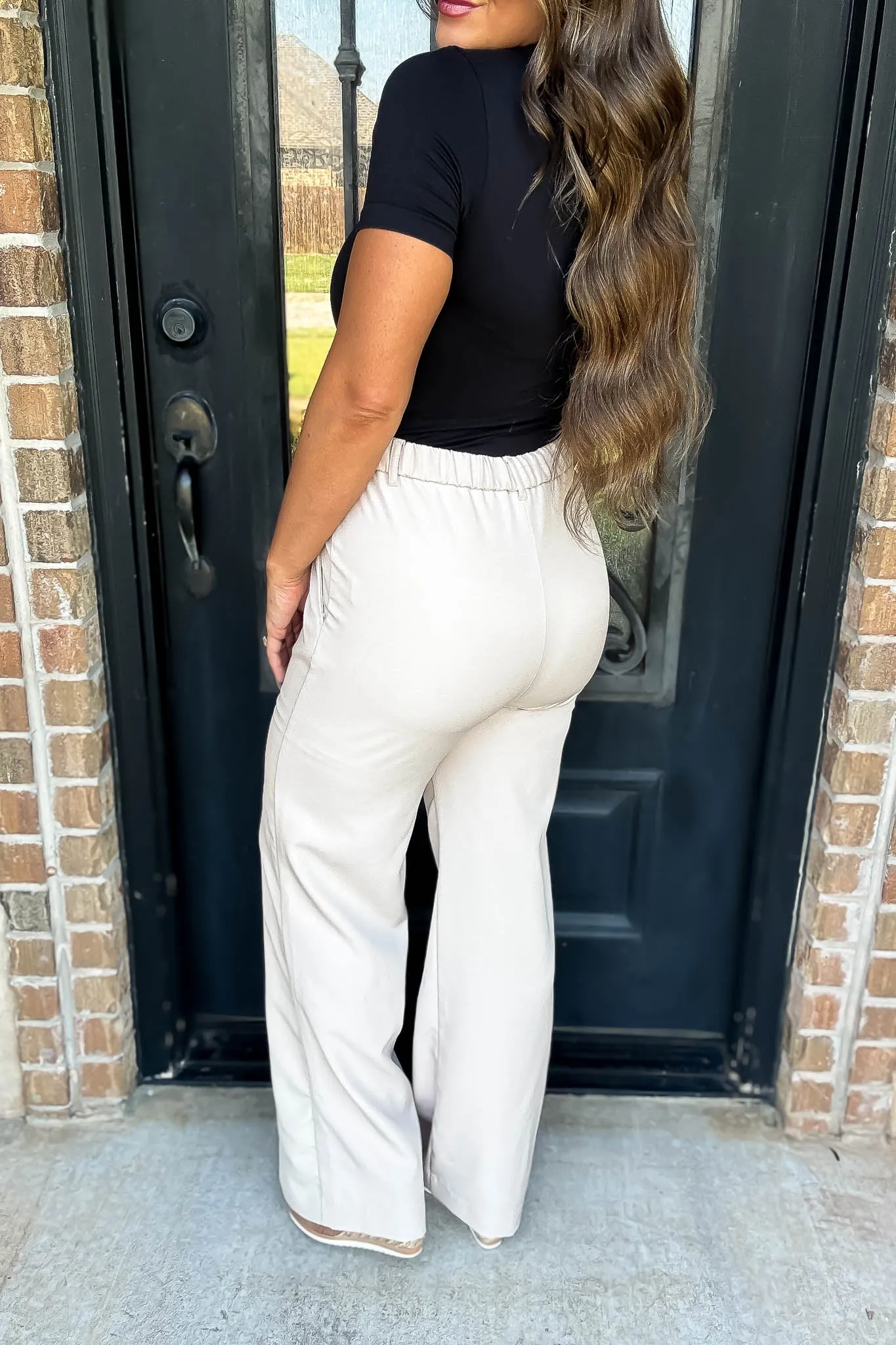 State Of Mind Beige Full-Length Vertigo Blazer Pants