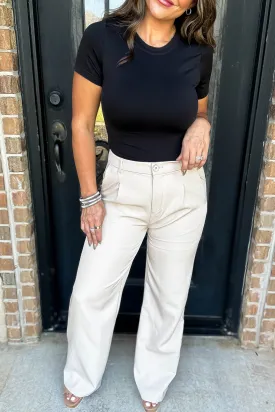 State Of Mind Beige Full-Length Vertigo Blazer Pants