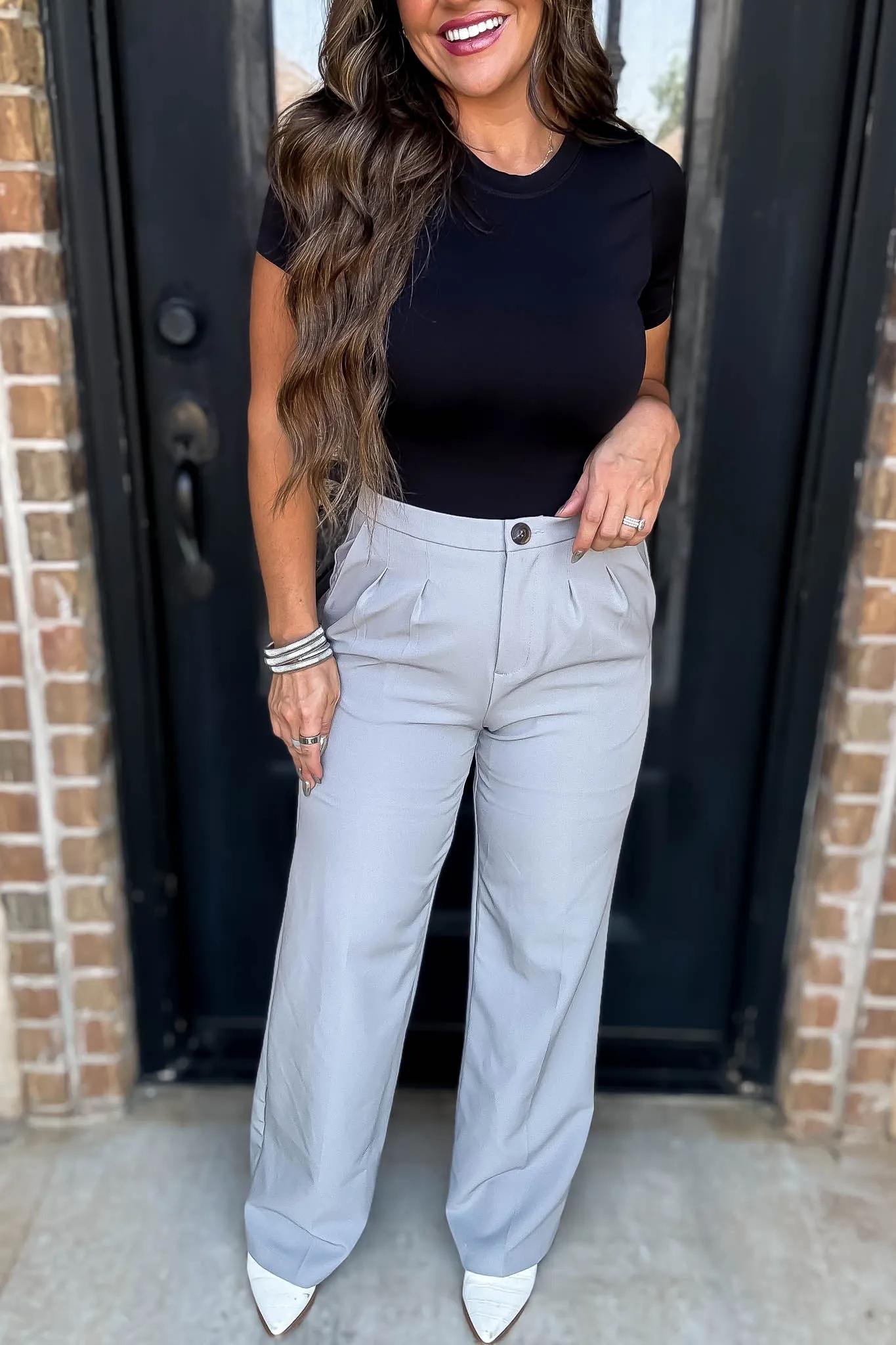 State Of Mind Grey Stone Full-Length Vertigo Blazer Pants