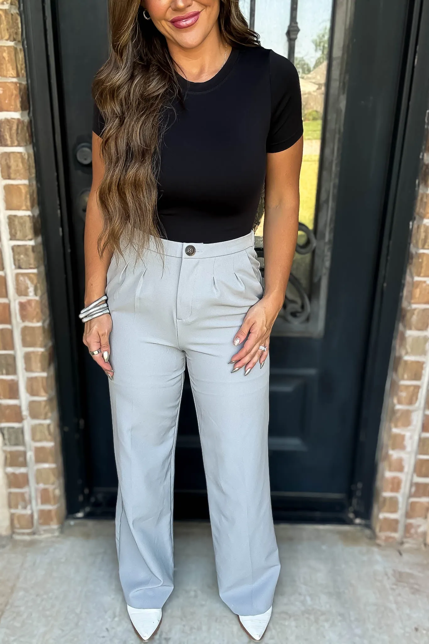 State Of Mind Grey Stone Full-Length Vertigo Blazer Pants
