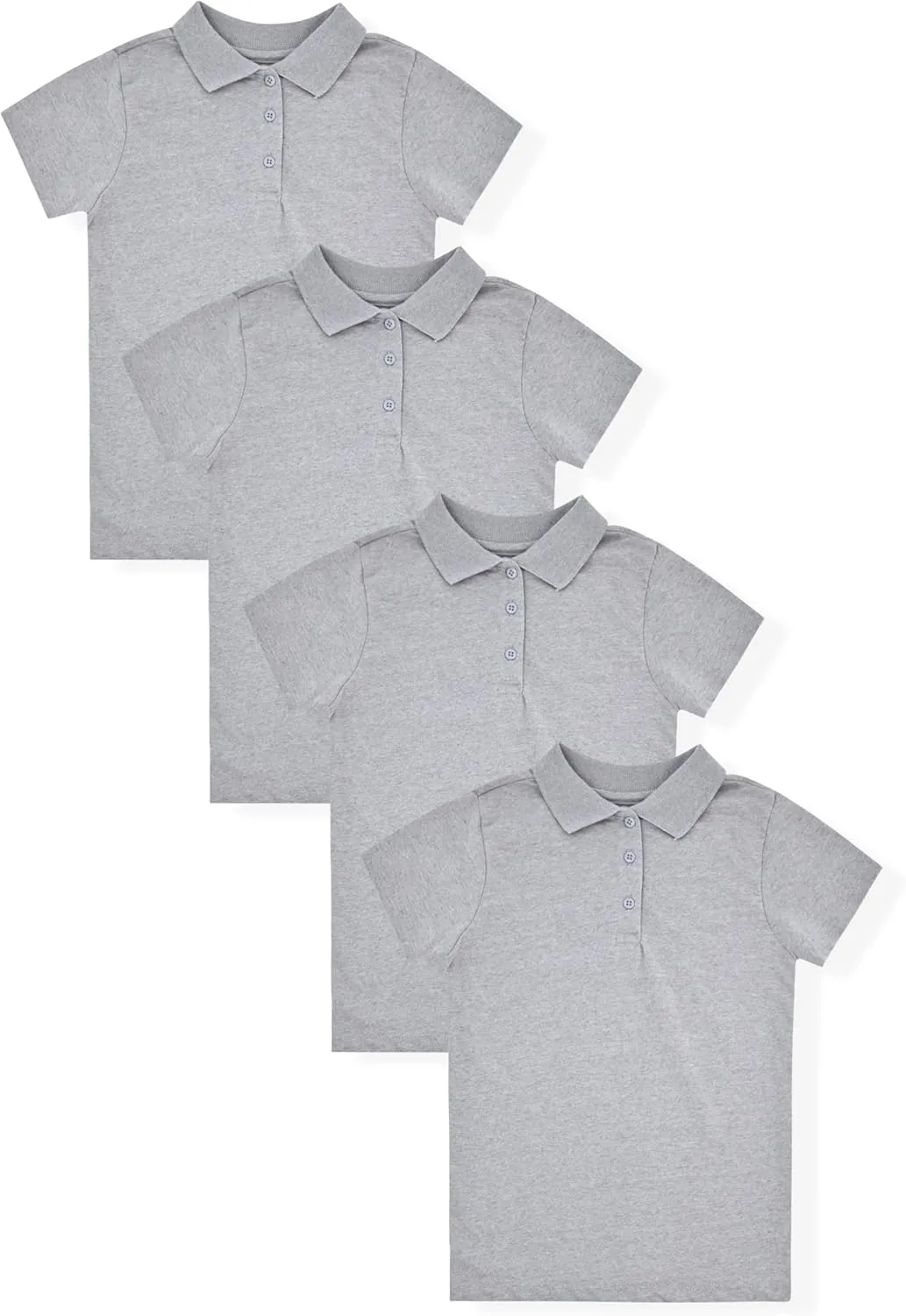 Studio 3 Girls' 4-Pack Soft Jersey Short Sleeve Polo Shirts