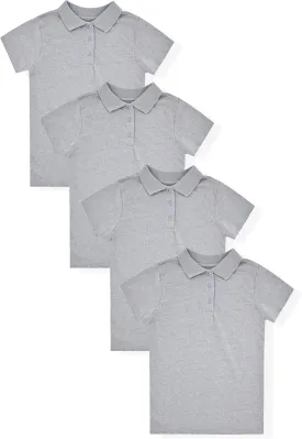 Studio 3 Girls' 4-Pack Soft Jersey Short Sleeve Polo Shirts