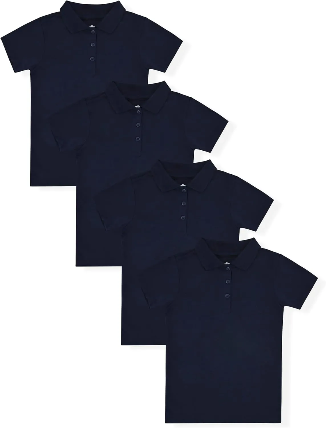 Studio 3 Girls' 4-Pack Soft Jersey Short Sleeve Polo Shirts
