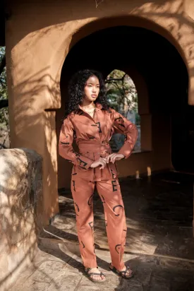 The Terra Tribe Copper Line Printed Sandra Straight Pants