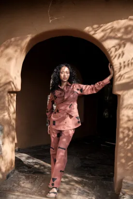 The Terra Tribe Copper Triangle Printed Sandra Straight Pants