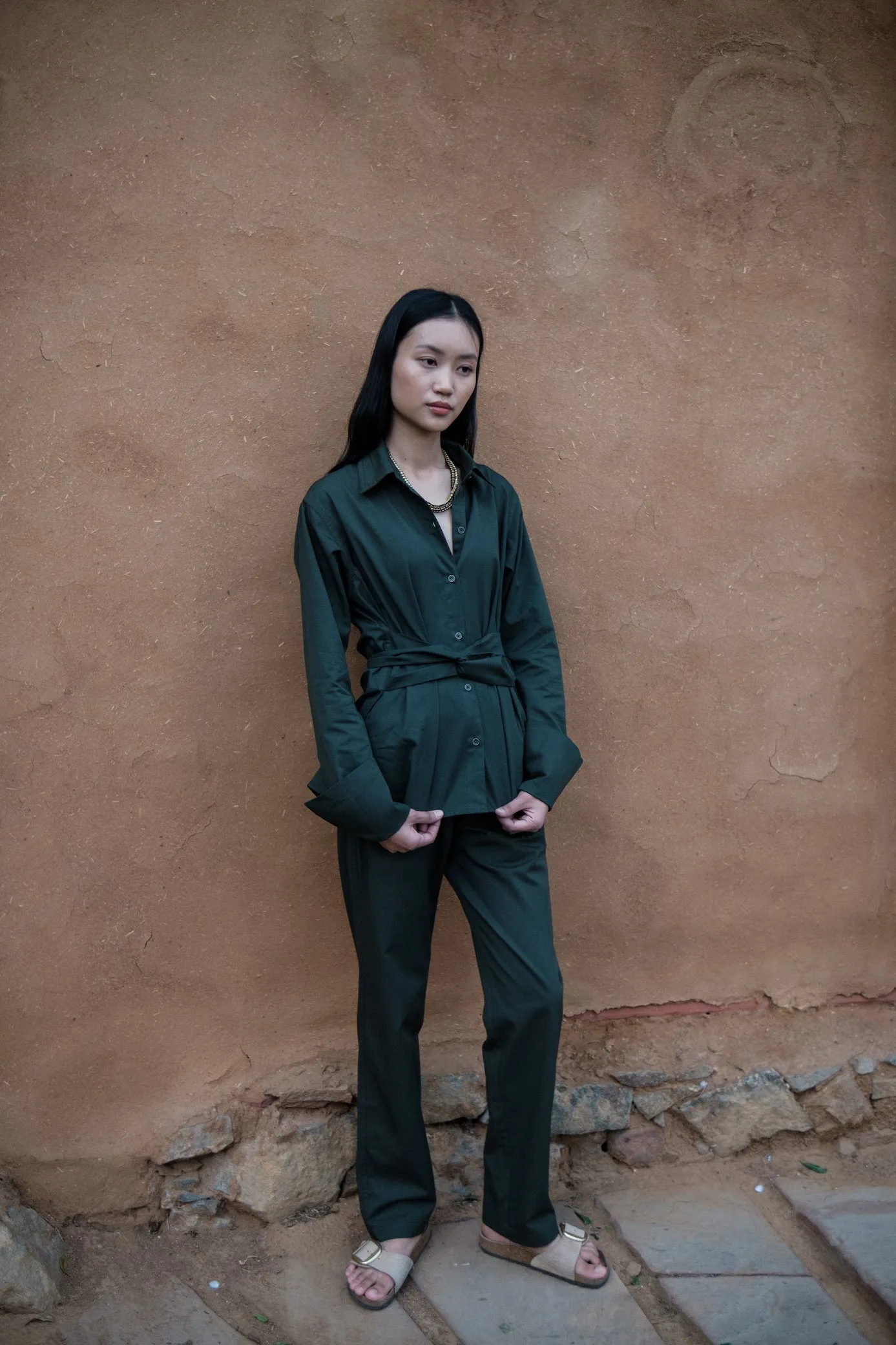 The Terra Tribe Deep Green Sandra Straight Pants