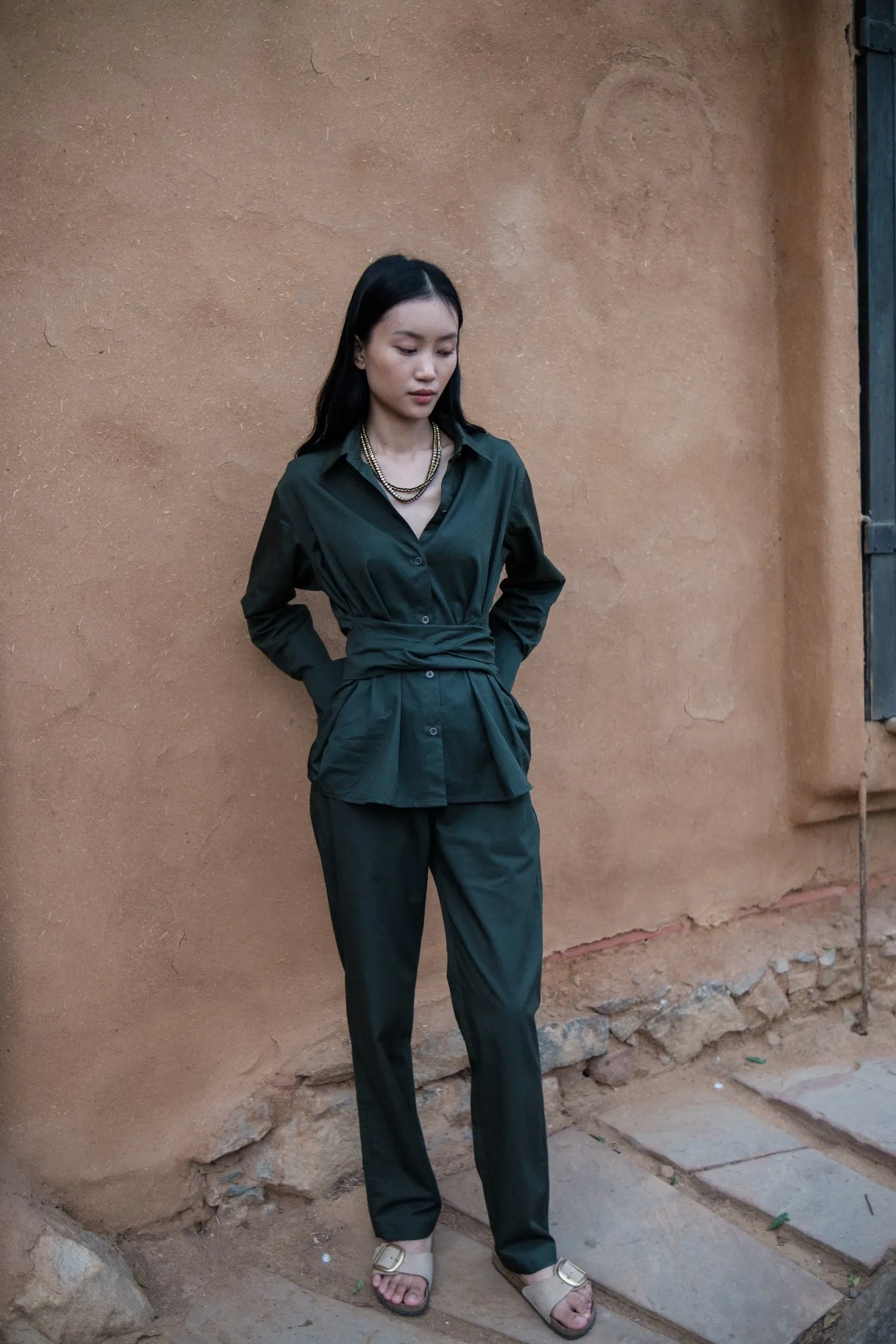 The Terra Tribe Deep Green Sandra Straight Pants