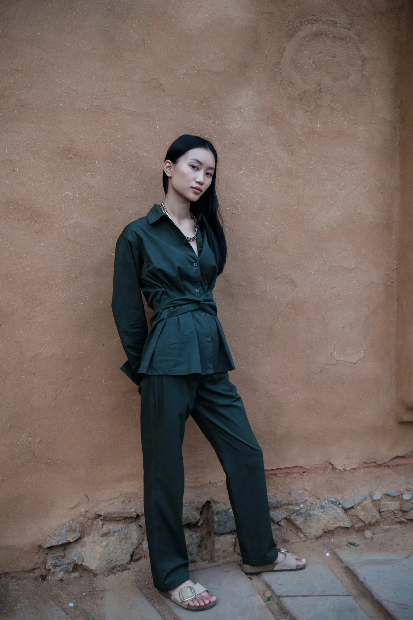 The Terra Tribe Deep Green Sandra Straight Pants