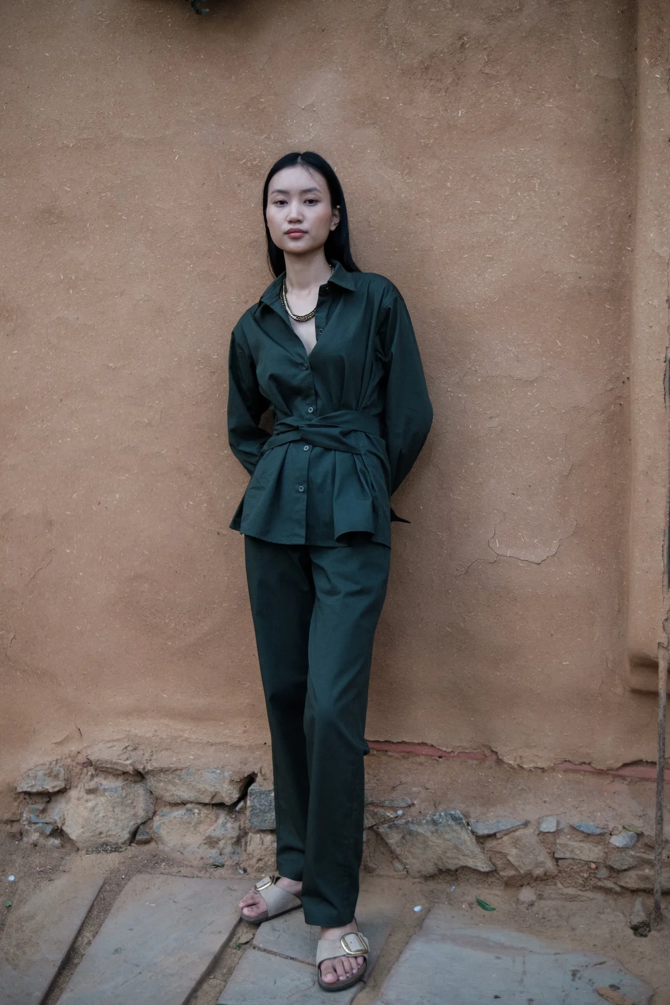 The Terra Tribe Deep Green Sandra Straight Pants