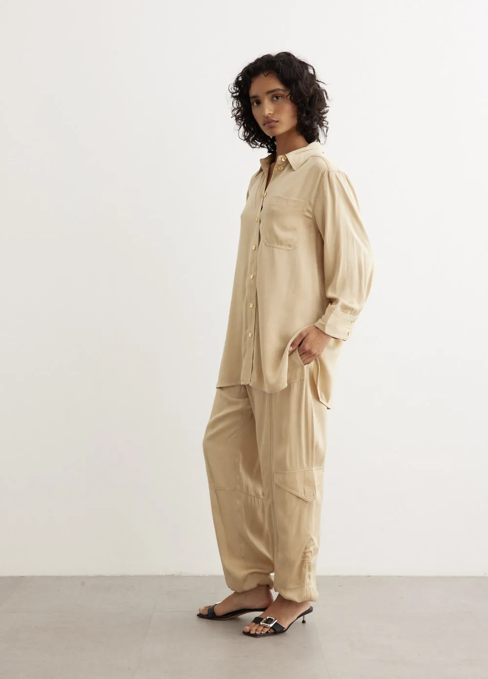 Washed Satin Pocket Pants