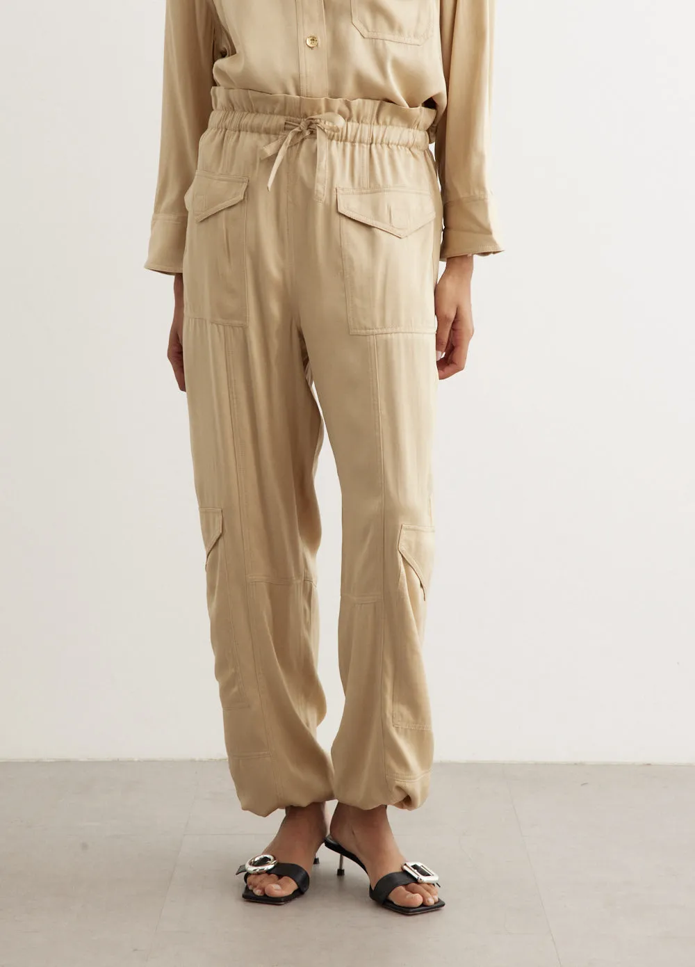Washed Satin Pocket Pants