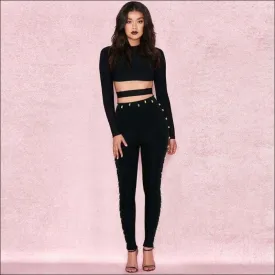 Winnal New Fashion Women Casual Bandage Skinny Pants High Waist Stretch Pencil Trousers