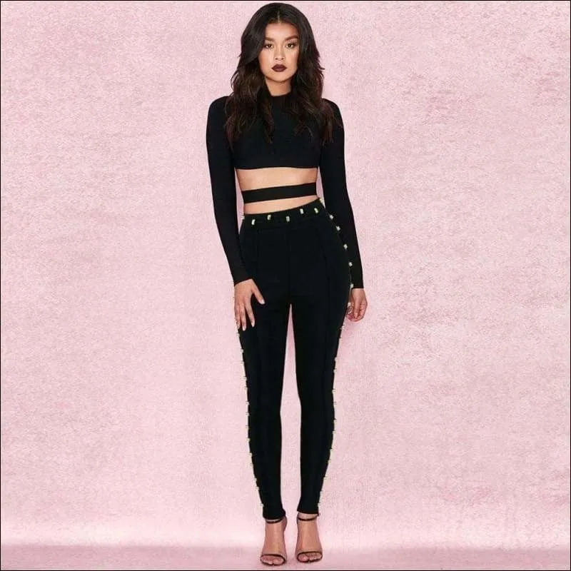 Winnal New Fashion Women Casual Bandage Skinny Pants High Waist Stretch Pencil Trousers