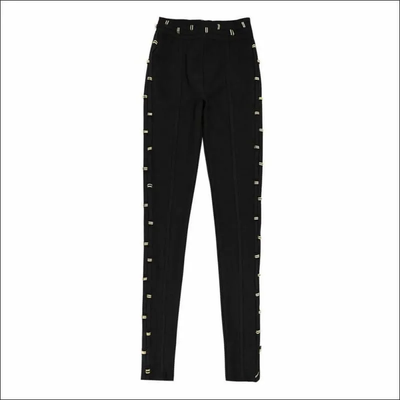 Winnal New Fashion Women Casual Bandage Skinny Pants High Waist Stretch Pencil Trousers