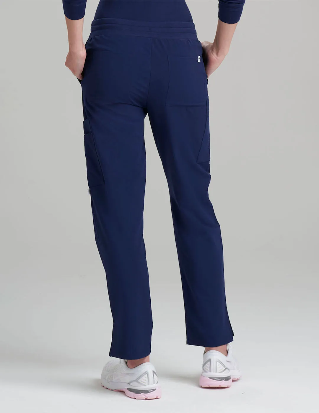 Womens 9-Pocket Straight Leg Scrub Pants - Navy