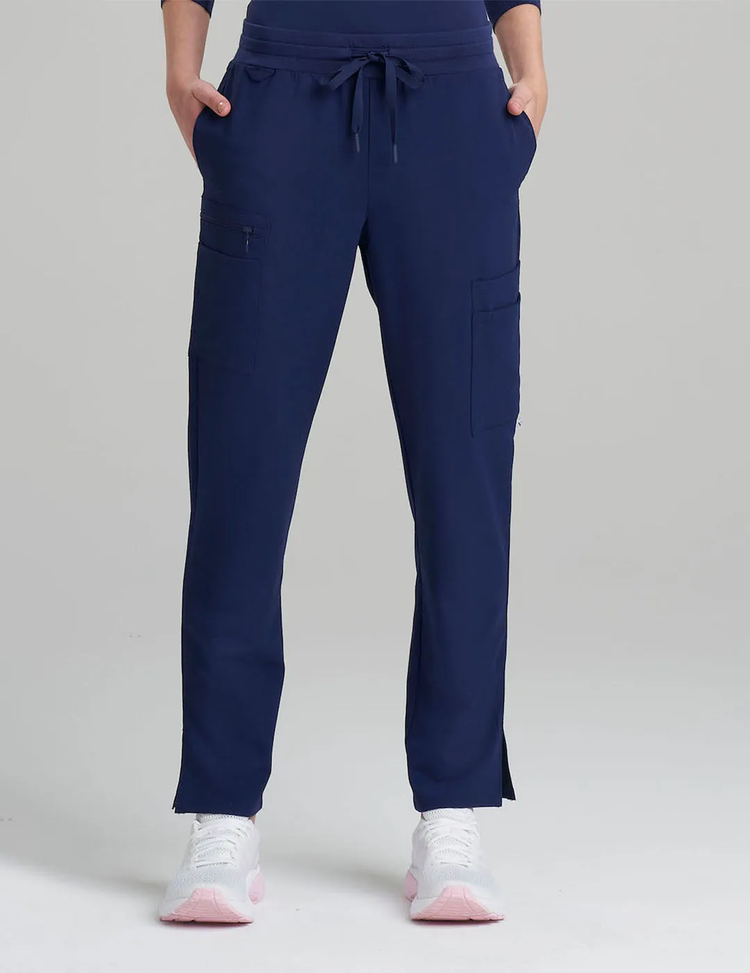 Womens 9-Pocket Straight Leg Scrub Pants - Navy