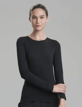 Womens Luxe Long Sleeve Underscrub Shirt - Black